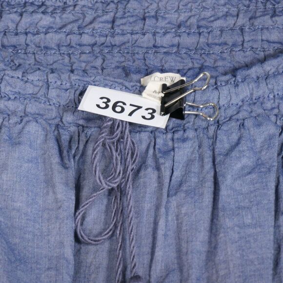 J Crew Mini Skirt Womens Medium Blue Tasseled Elastic Waist Boho Casual Chic - Picture 5 of 6